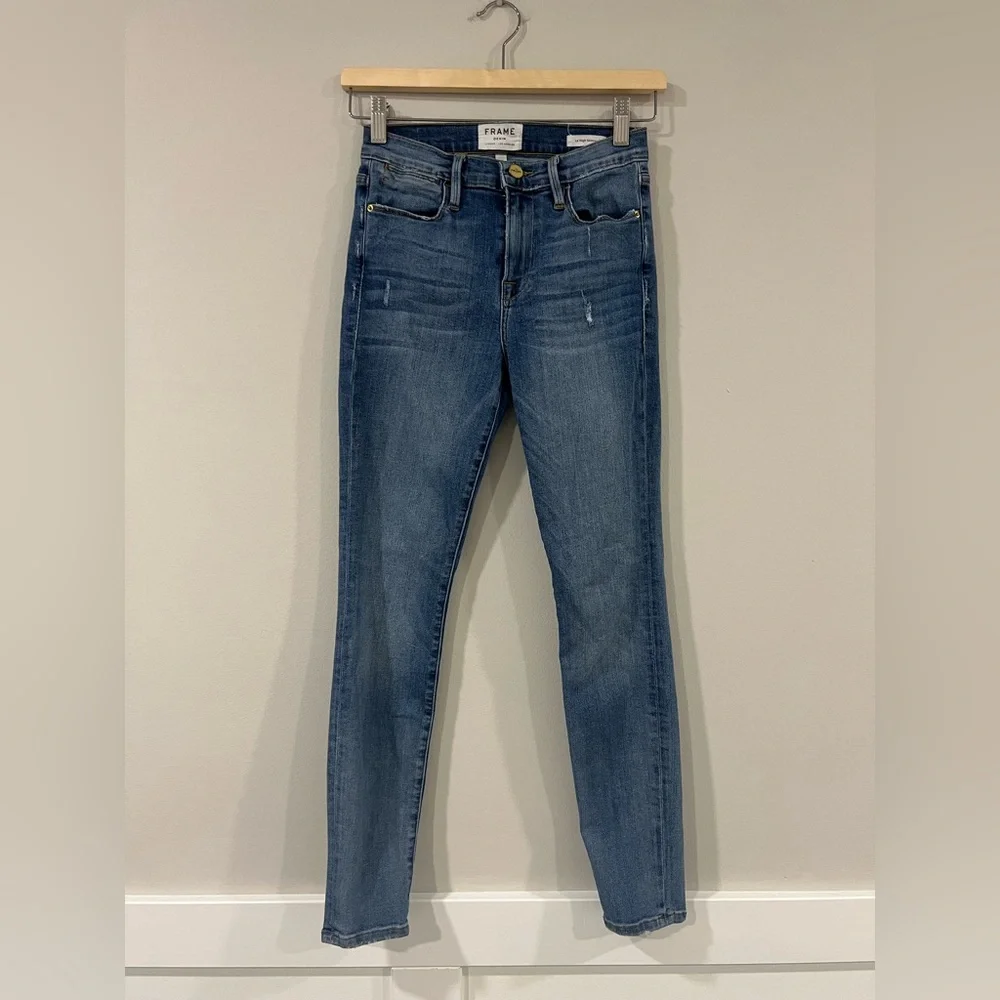 FRAME Denim Le High Skinny Jeans Size 26 Beaufort Blue High Rise Stretch